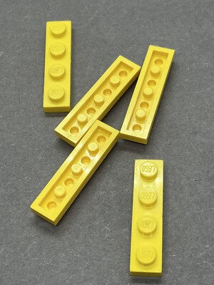 LEGO 3710 1x4 Plate Solid Studs (5pcs) Yellow Vintage