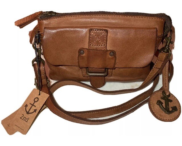 HARBOUR 2nd Womens Distressed Brown Leather Crossbody Shoulder Belt Bag NWT