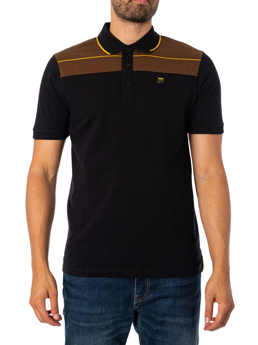 Fila black polo best sale shirt