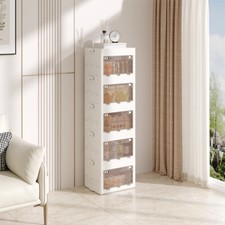 Tall 5 Tiers Foldable Storage Boxes with Lid Collapsible Home Clothes Organizers