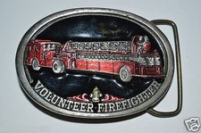 Vintage 1986 Black Volunteer Fire Department VFD Fire Fighter Belt Buckle