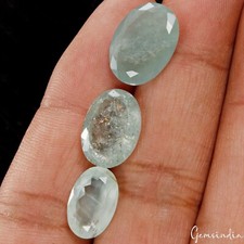 Certified 17.40 Cts/3 Pcs Natural Aqua Blue Unheated Aquamarine Oval Cut Gem Lot