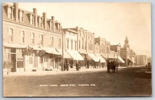 Sabetha KS Sable Meat Market~FA Corwin~Barber Pole~Dirt Main St~Tower RPPC c1908