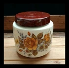 Vtg McCoy floral pottery jar