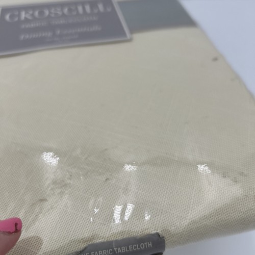 NOS CROSCILL Solid Yellow Fabric Tablecloth 70” Round Dining Essentials - Picture 8 of 12