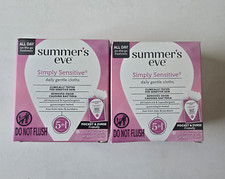  2 SUMMER'S EVE On The Go Cleansing Cloths/SIMPLY SENSITIVE/12 COUNT Each Box