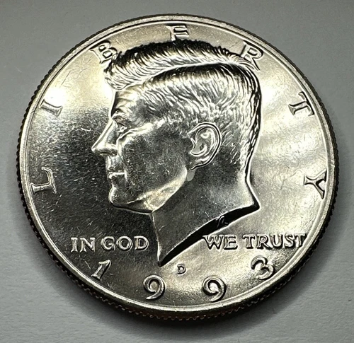 1993-D Kennedy Half Dollar 50Cent Piece Coin from US Mint Set. Uncirculated BU