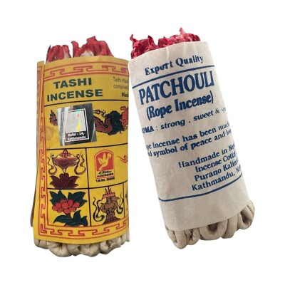 Sweet & Spicy Tibetan Tashi & Patchouli Rope Incense Set Of 2  Made In Nepal