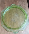 Anchor Hocking Uranium Glass Princess Depression 10" Cake Platter..VGC.