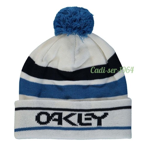 Oakley Men's Bobble Cap White and Blue Stripped Bobble Hat NEW - Picture 2 of 24