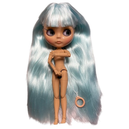 Wunderschöne DBS Factory Blythe Gelenkpuppe hellbraune Haut lang türkis blau/grüne Haare - Bild 15 von 16