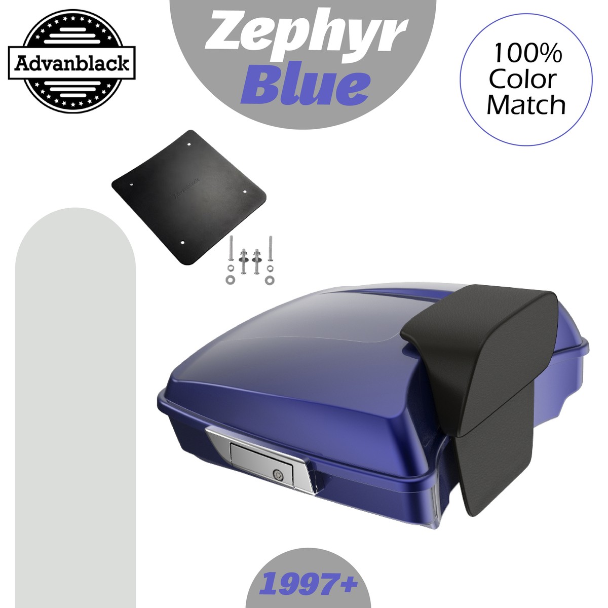 ZEPHYR BLUE Advanblak Razor Rear Trunk Luggage Pad For 97+ Harley
