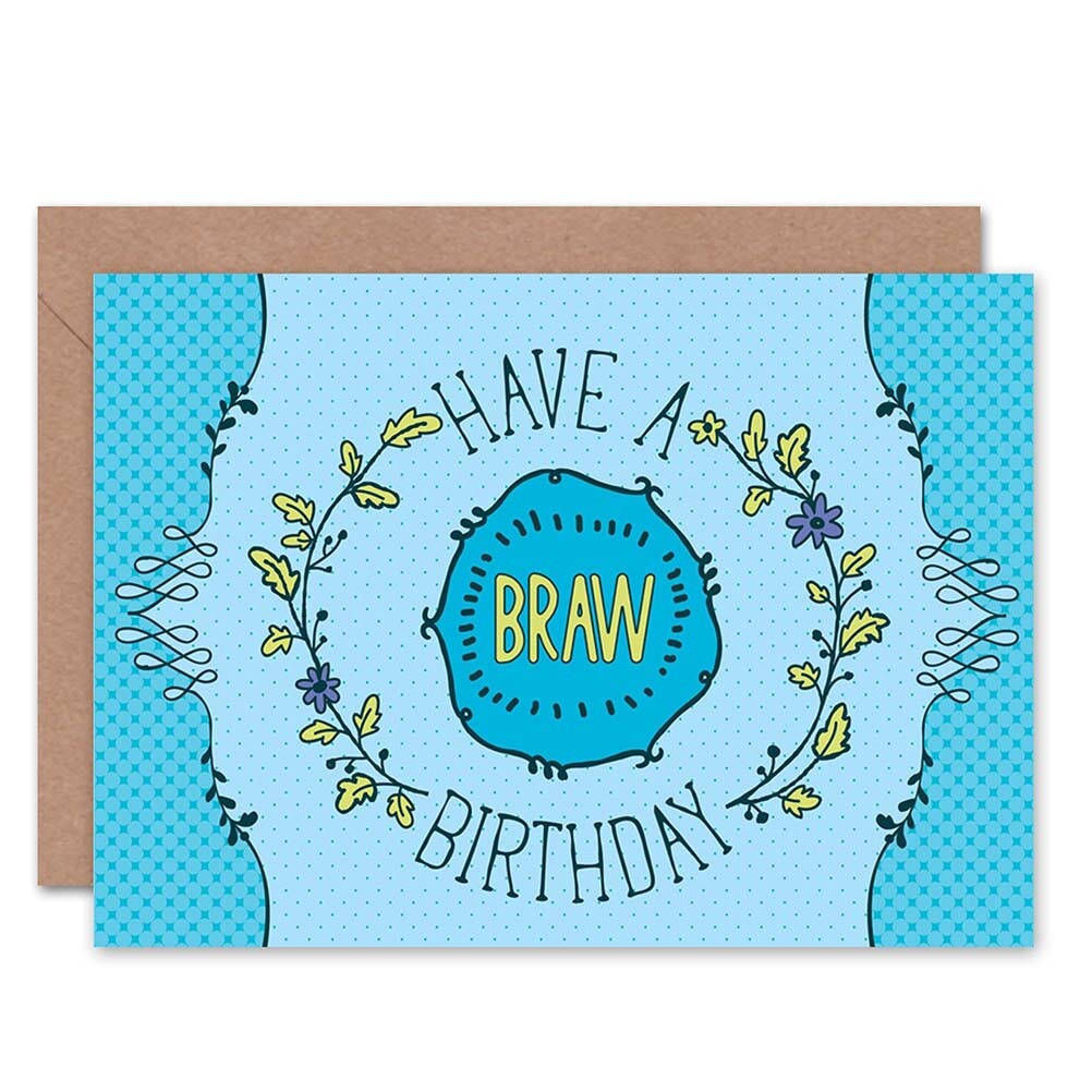 Birthday Braw Scottish Design Blank Greeting Card With Envelope
