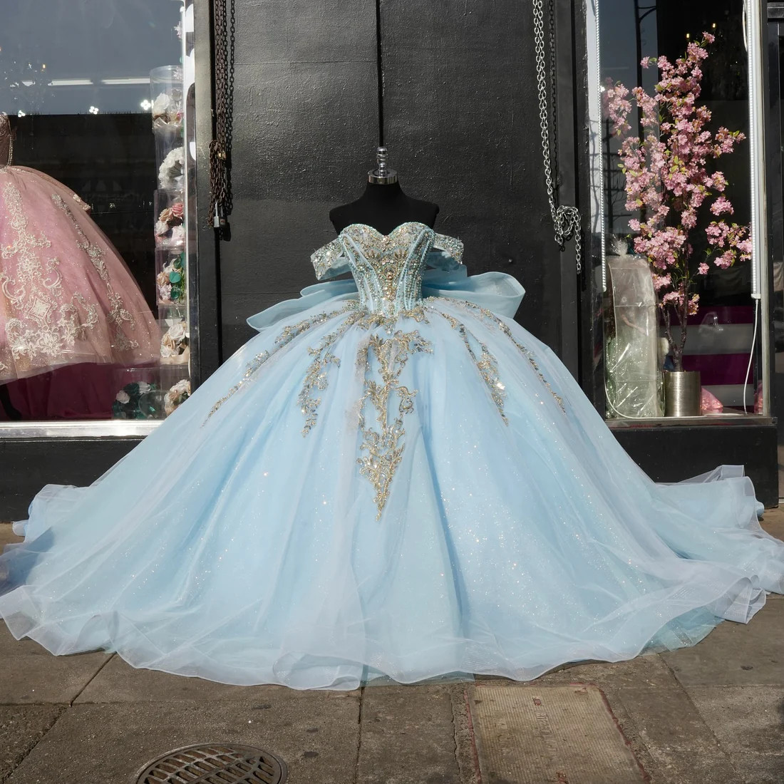 Sky Blue Quinceanera Dresses OffThe Shoulder Sweet 15 Beading Prom Ball  Gowns | eBay