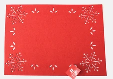 Essential Home Red Christmas Holiday Snowflake Border Felt Placemat Set of 3