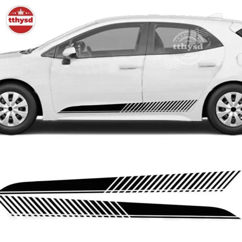 Calcomanías a rayas faldón lateral pegatina puerta coche deportivo carreras 2 piezas para Toyota Corolla Foto 2 de 4