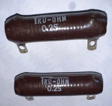 Tru Ohm Power Wirewound Resistor 0.25 Ohms  20 Watt  New Quantity of (2) ￼