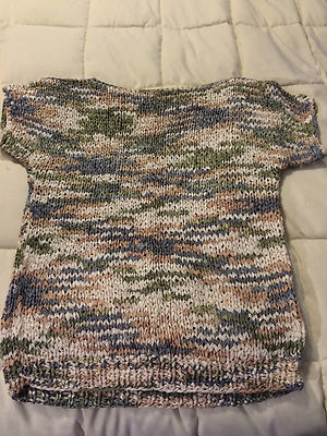 WOMENS ELEGANT STITCH BEIGE GREEN BLEND SHORT SLEEVE SHIRT TOP SIZE MEDIUM!