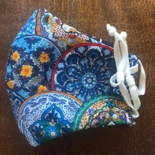 Artsy Spanish design Blue Face Mask Unisex Adult Size USA