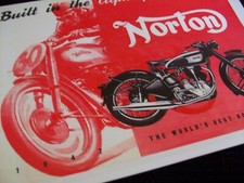 NORTON 1947 MOTORCYCLE SALES BROCHURE 16H, ES2, Big 4, 30, 40, Manx 30, Manx 40