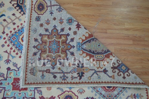 For Home Decor Floral Oriental Area Rug 9X12 Beige, Blue, Hand-Knotted Rug 4810 - Picture 4 of 9
