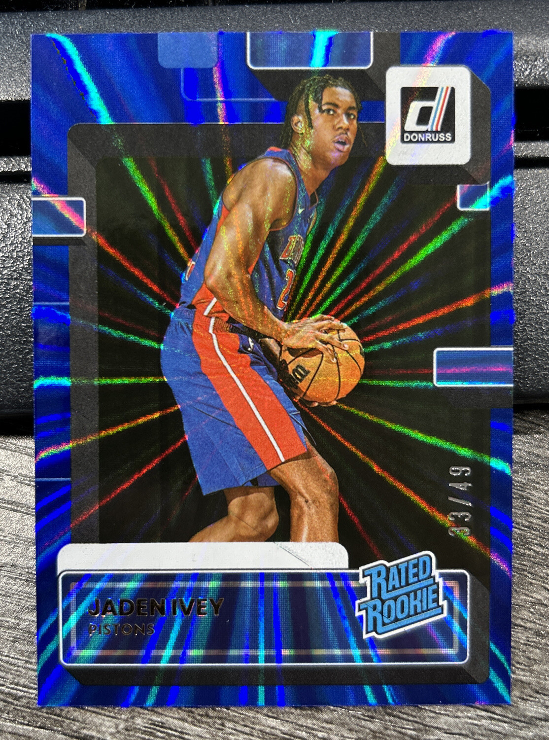 Jaden Ivey 2022-23 Donruss Blue Laser Rookie #/49 Detroit Pistons #205