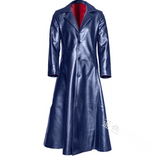 Steampunk Women/Men Long Leather Jacket Trench Coat Motor Biker Slim Overcoat Sz - Picture 12 of 13