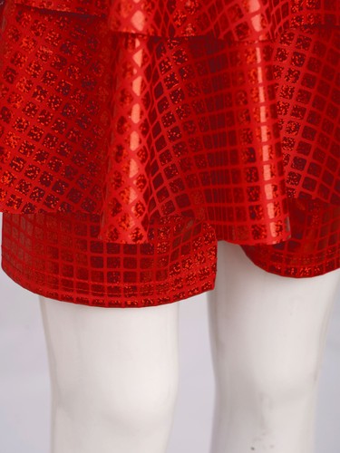 Kids Girls Shiny Metallic Dance Skirted Shorts Skater Culotte Bottoms Dancewear - Picture 63 of 77