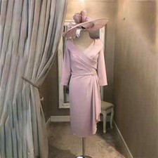 Formal Mother Of The Bride Dresses With Belt Sheath Three Quarter Knee-Length