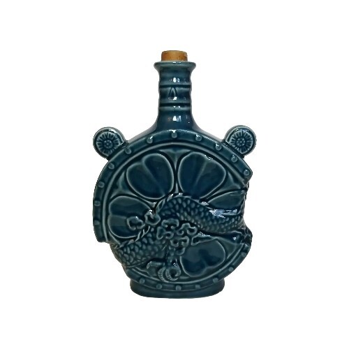 Vintage chinesische blaue Drache Mond Flasche geprägtes Design Porzellan Vase mit Korken - Bild 5 von 12