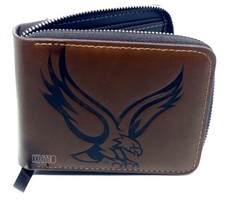 New Men Eagle Pattern Zipper Wallet brown Color