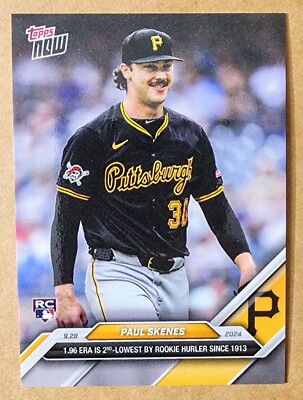 2024 Topps Now Paul Skenes #770 Rookie 1.96 ERA is 2nd Lowest Since 1913 Pirates