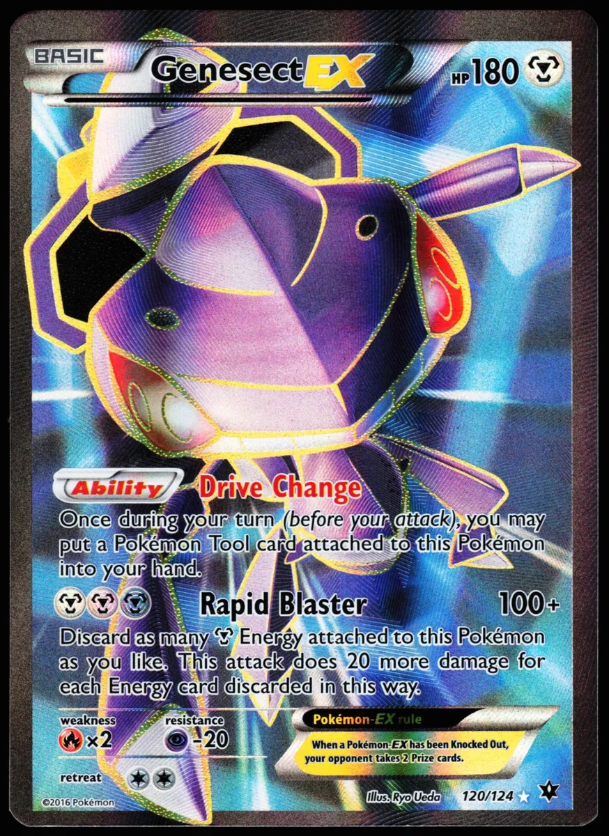 Pokemon genesect Ex NEW & MINT 120/124 Full Art Card ULTRA RARE Fates  Collide NM