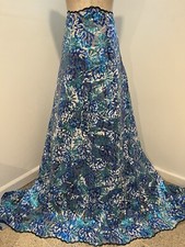2 Yard Blue White Embroidery Sequins Lace Fabric 50 Width