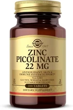 Solgar Zinc Picolinate 22 mg 100 Tablets - Skin Healthy  Kosher  (Pack 2 units)