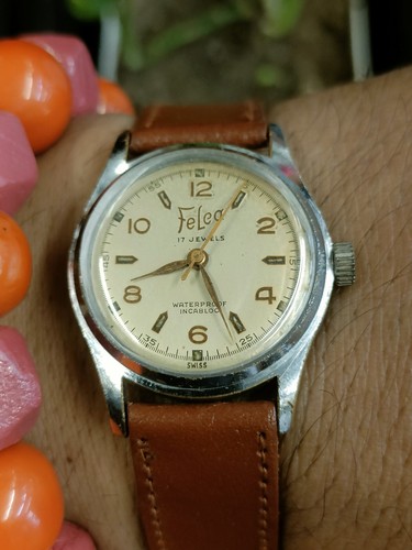 AUTHENTIC FELCA SWISS 17 JEWELS WINDING UNISEX ADULT PATINA DIAL VINTAGE WATCH - Picture 20 of 24