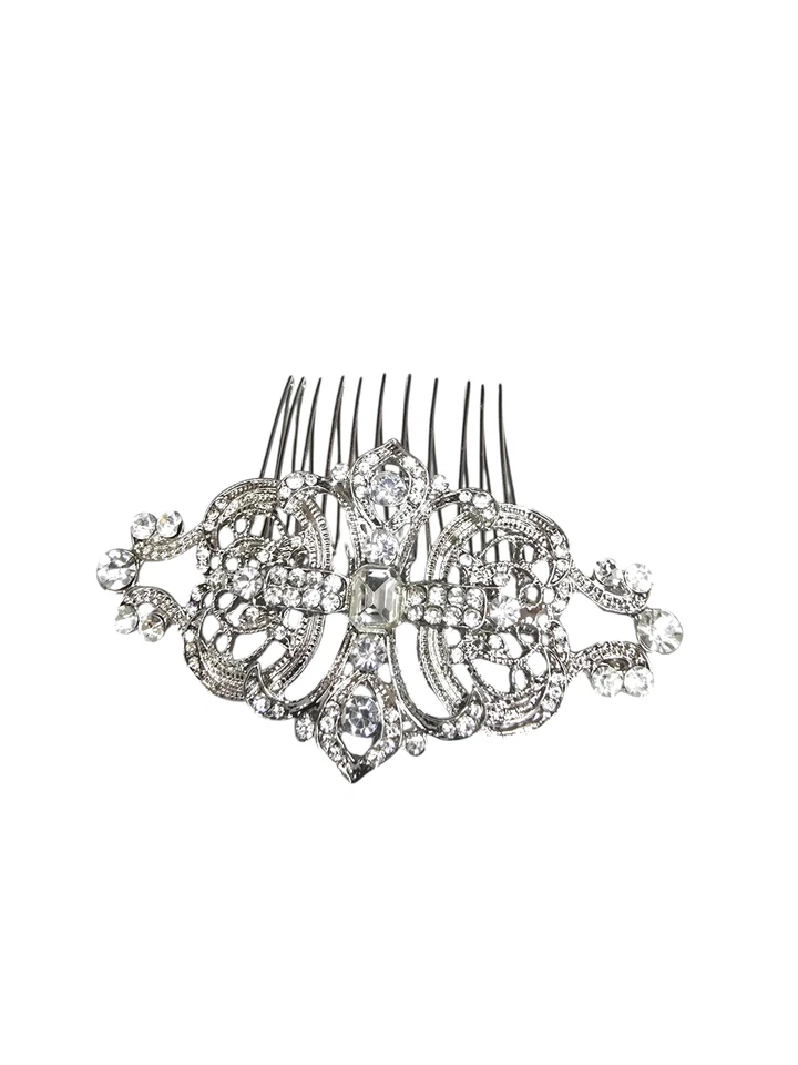 Women's Silver Plated Rhinestone Hair Comb for Wedding, Special Events - Image 4 of 4