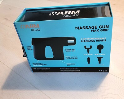 Warm Relax Massage Gun Max Grip neu und original verpackt mit vier Aufsätzen