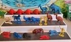 Vintage Marx Toys MPC Auburn 21 Lot Dinosaur Caveman Wild Farm Animals Blue Red