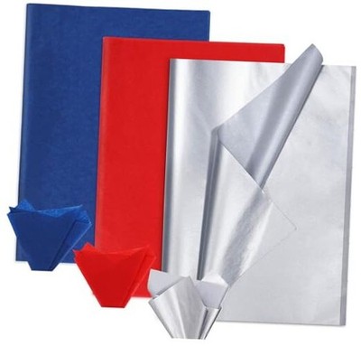 60 Sheets Patriotic Red Blue Silver Tissue Paper, 4th of July Decorative Art