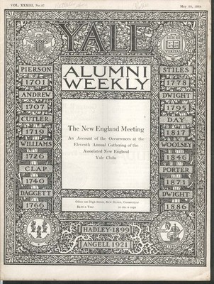 YALE ALUMNI WEEKLY 11th Annual Associated New England Club Meeting 5/30 1924
