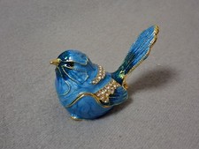 Schmuckschatulle Emaille Strass Vogel Spatz Schmuck Dose Box Faberge Stil Deko