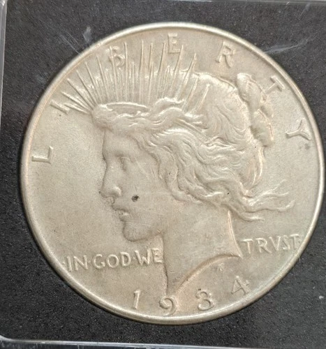 1934 $1 Peace Dollar Silver Coin. Incredibly Fine Details! AAA Luster & Color!