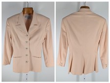 Vintage Norma Kamali Blazer Jacket Wool Pale Pink Blush 80s 40s Style Fitted 4