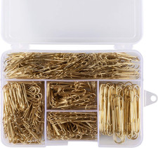600 Paper Clips,Office Gold Paper Clips Assorted Sizes Small,Medium and Jumbo 2