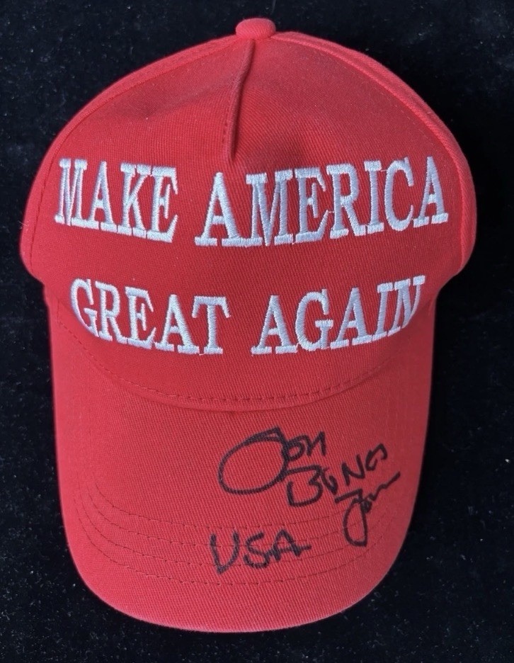 Jon Jones Autographed Signed JON BONES JONES MAGA Trump Red Hat BAS Beckett COA UFC Champ 