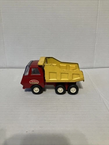 Vintage Tonka Mini 5" Red & Yellow Dump Truck Metal Pressed Steel Construction