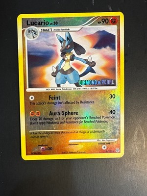 2007 Pokemon Diamond & Pearl LUCARIO 6 /130 Reverse Holo Foil Rare Stamped