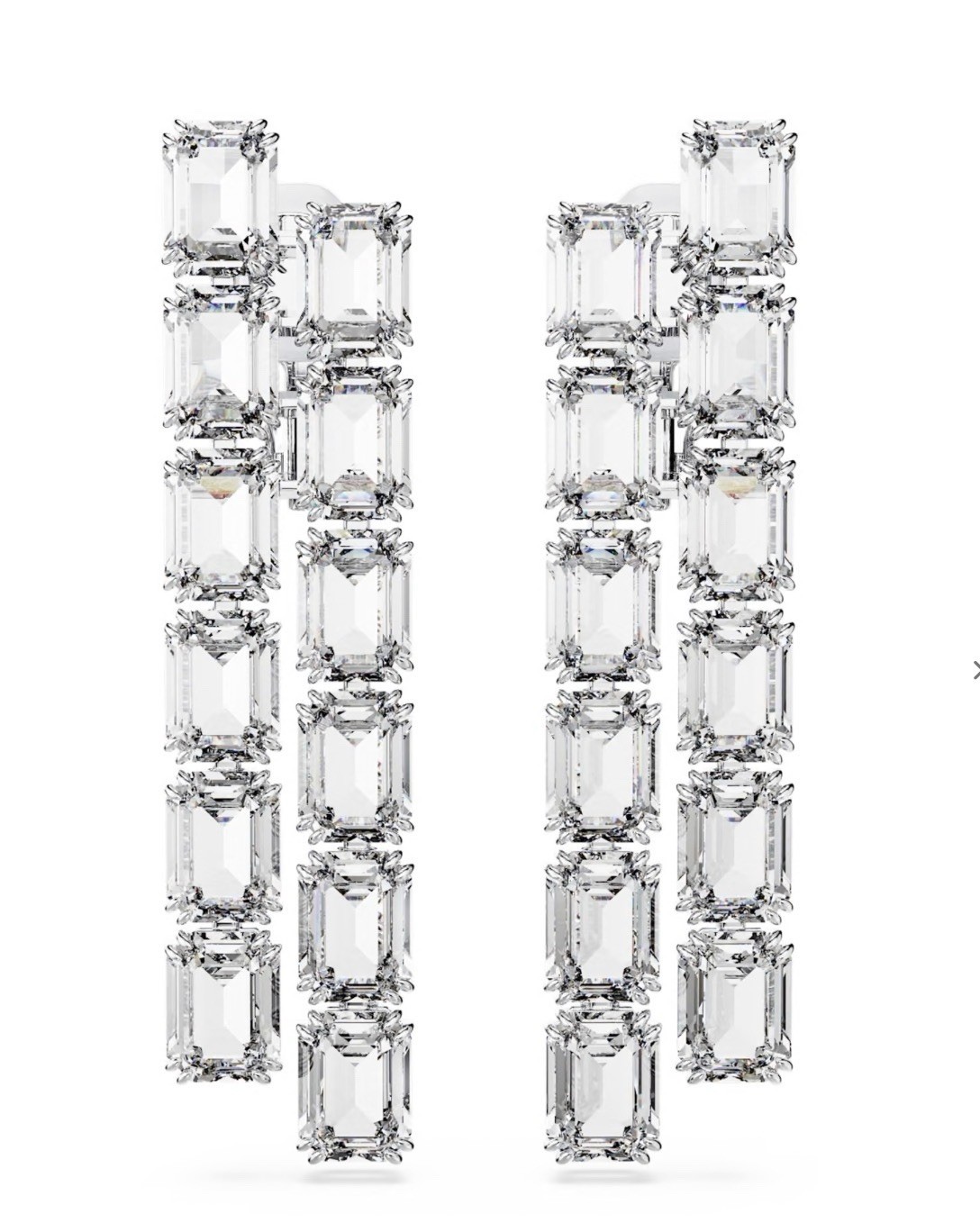 Swarovski Jewellery Women's Light/Silver/White Swarovski Millenia Octagon Cut Crystal Clip On Earrings 5.5 X 1.3Cm - Image 2