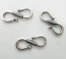 24mm x 9mm Silver S Clasp Clasps Connector Eye Hook Hooks Necklace Bracelet K54